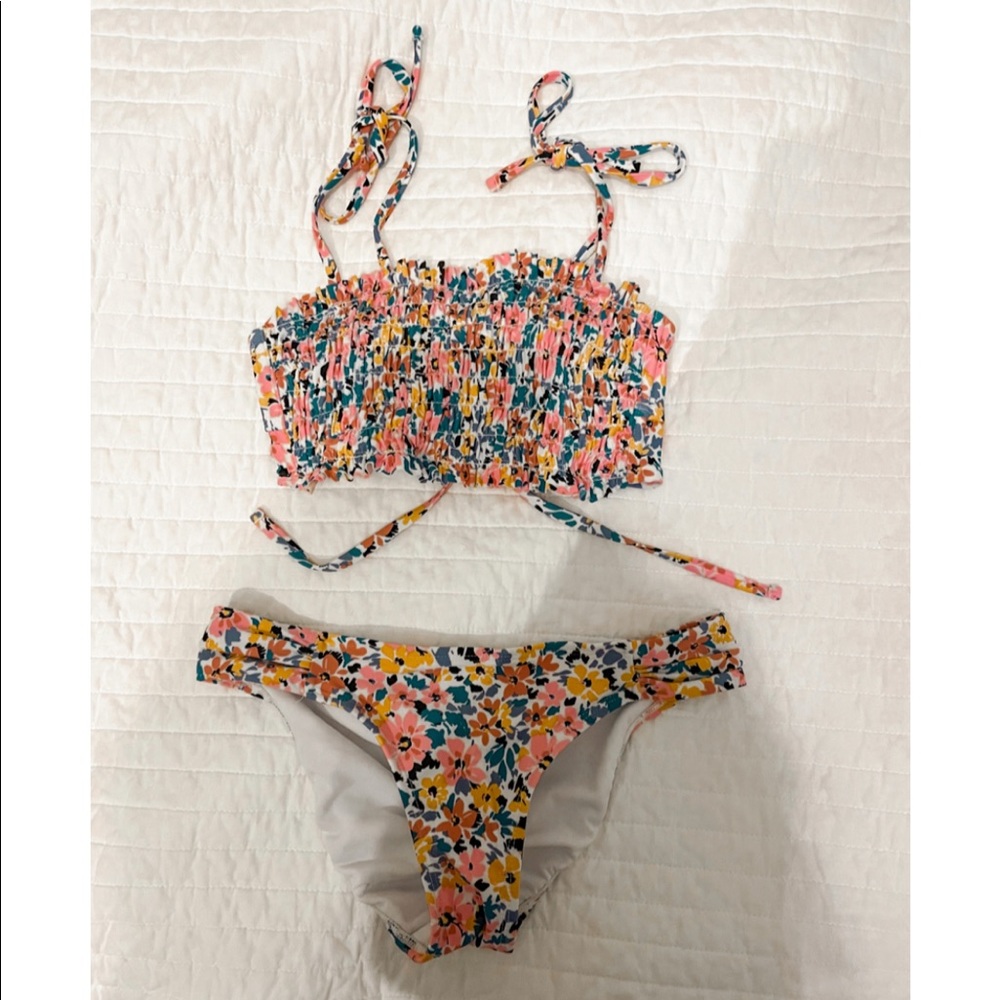 target/xhilaration smocked bandeau bikini